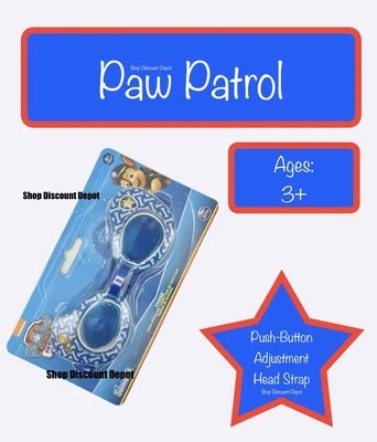 SWIMWAYS Paw Patrol Boy's Swim Goggles Chase Swimming Pool Party Ages 3+