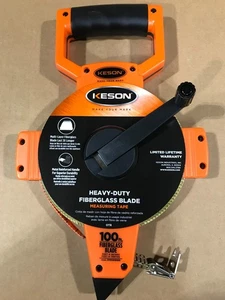 Open Face Measuring Tape-Keson OTR1810-100 - 100 Ft. - Picture 1 of 9