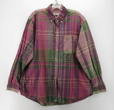 Camisa DE COLECCIÓN Barneys New York Hombres Grande Rosa India Madrás Cuadros Abotonada Foto 1 de 4