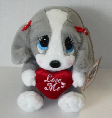 NEW Sad Sam Honey Dog Red Heart Love Me Plush 7" Stuffed Animal Valentines Day - Image 1 of 4