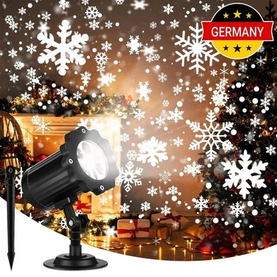 LED Projektor Weihnachten Schneeflocken Strahler Party Projektionslampe Laser DE - Bild 1 von 4