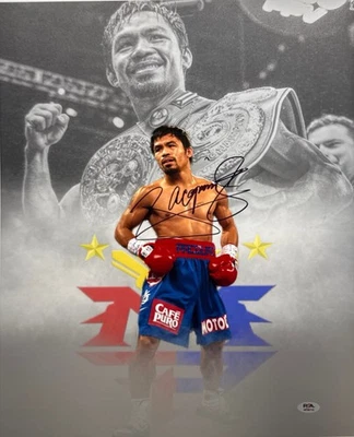 Manny Pacquiao Signed 16x20 Boxing Photo PSA AP59710 - Image 1 of 2