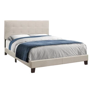 Monarch Specialties Bed, Platform, Bedroom, Frame, Upholstered, Linen Look, Wood - Picture 1 of 1