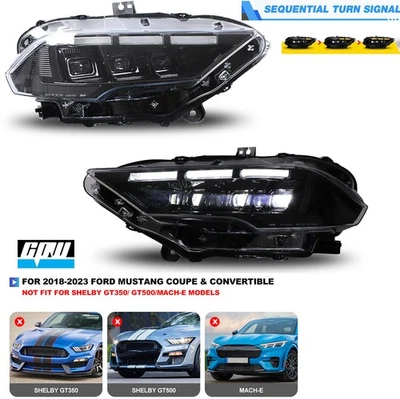 LED Sequential for 2018-2023 Ford Mustang Coupe & Convertible Tail Lights Pair - Изображение 1 из 4