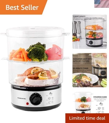 2 Tier Electric Food Steamer - 5 Quart Healthy Cooking, Stainless Steel, Dish... - Image 1 of 4