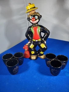 Vintage Hobo Decanter 6 Shot Glasses Complete Thames Japan Hand Painted - Picture 1 of 17