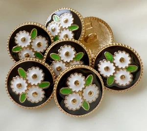 5PC Gold Flower Metal Buttons Crafts Shank Buttons 22mm - Picture 1 of 3