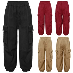 Kids Girls Trousers Solid Color Pants Jogger Sweatpants Jazz Streetwear Sport - Picture 1 of 38