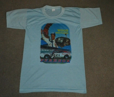 Vtg David Pearson Wood Brothers Racing 1970s NASCAR Shirt Medium RARE Cover