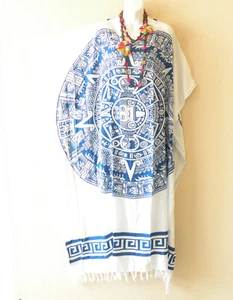 KD471 Blue Abstract Batik Plus Kaftan Dolman Women Abaya Maxi Dress Up to 5X - Picture 1 of 3