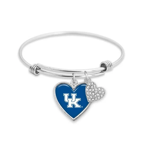 Kentucky Wildcats Amara Adjustable Silver Crystal Heart Bracelet Jewelry UK Cover