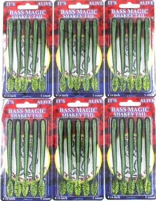 (6) Packs Luck E Strike Bass Magic 4" Shakey Tail Swim Bait Mojave Brand New