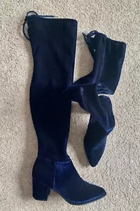 Call It Spring Over the Knee Boots Block Heel Velvet Blue Size 6 - Picture 1 of 4