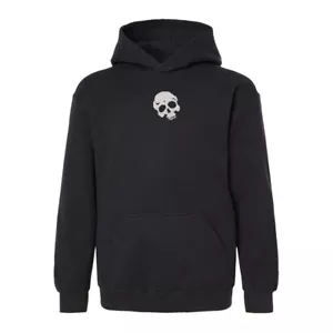 Totenkopf bestickter Pullover Sweat Hoodie - schwarz - Bild 1 von 3