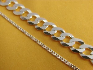 Collar de cadena de plata esterlina 0,925 cadena de plata esterlina real para hombre - Imagen 1 de 3