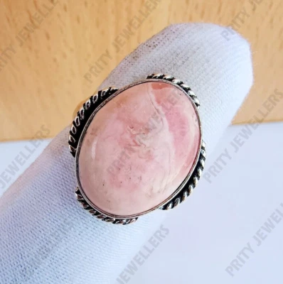 Anillo de piedras preciosas escolecita melocotón natural anillo hecho a mano de plata de ley 925 todos los tamaños Foto 1 de 4