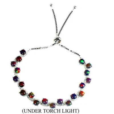 Brazalete de plata ópalo genuino natural extraído gemas esterlinas sólidas de hasta 10 1/2 pulgadas Foto 1 de 4