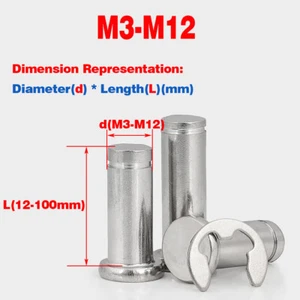 304 SS Flat Head Shaft Pin / Grooved Cylindrical Pin / Snap Ring Locating Pin - Picture 1 of 86