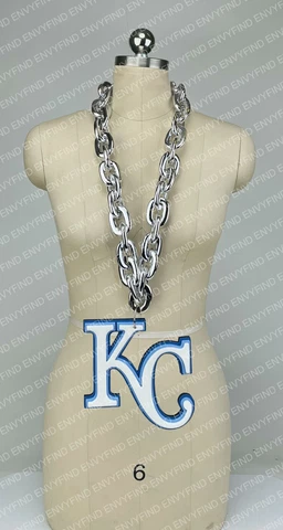 New MLB KANSAS CITY ROYALS SILVER Jumbo Big Fan Chain Necklace Foam MI USA Cover