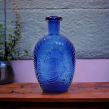 Vintage Cobalt Blue Glass George Washington Liquor Bottle Decanter Eagle & Stars