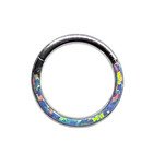 Opal Septum Nose Ring Hinged Clicker Purple 8mm G23 Titanium Segment Jewellery