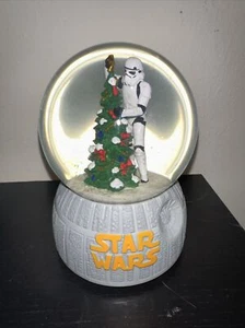 Star Wars Storm Trooper Decorating Tree Wind-up 100mm Musical Water Globe WORKS! - Picture 1 of 4