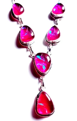 Australian Triplets Opal Gemstone 925 Sterling Silver Handmade Jewelry Necklace - Image 1 of 4