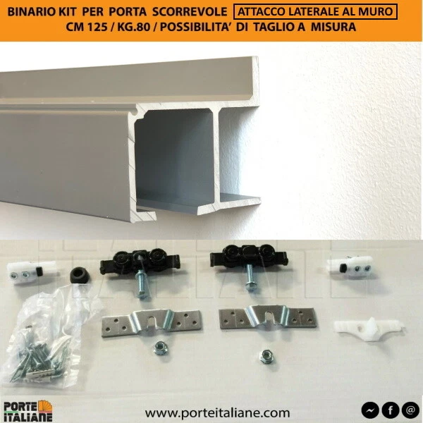 FIP BINARIO KG 80 KIT PER PORTA SCORREVOLE CM 120/130/140/150/180/200/250 laterale