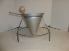 Vintage Food Mill/Cone Strainer Sieve Colander Aluminum w/Stand and Wood Pestle