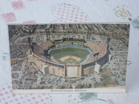 1970's MEMORIAL STADIUM BALTIMORE ORIOLES BALTIMORE COLTS POSTCARD IN ACRYLIC Cover