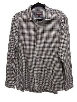 Camisa de vestir Johnston And Murphy para hombre azul/gris/blanco a cuadros manga larga L algodón Foto 1 de 4