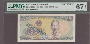 Vietnam State Bank 1000 Dong Specimen Bank note P-106s 1988 (ND 1989) PMG 67EPQ - Picture 1 of 2