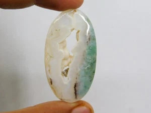 Top Natural Aqua Chalcedony Cabochon Loose Oval Druzy Gemstone 68 Cts. ME-454 - Picture 1 of 5