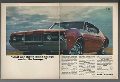 1968 OLDSMOBILE CUTLASS S 2-page advertisement, Olds Cutlass, print ad, yellowed - Image 1 of 3