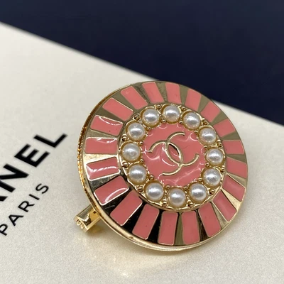 1 eleganter gebrauchte Knopf Pin Metallknopf mit Perlenimitation Ø 25 mm Gold - Bild 1 von 4