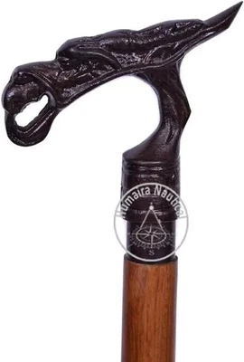 BRASS VICTORIAN HANDLE WOODEN VINTAGE STYLE WALKING STICK CANE DESIGNER style - Image 1 of 4