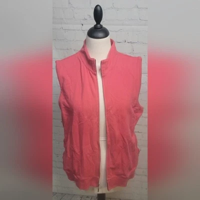 Chaleco Liz Claiborne para mujer con cremallera talla Lg rosa cómodo elástico mezcla de algodón Foto 1 de 4