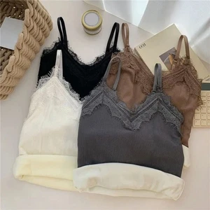 Women Thermal Sleeveless Top Winter Thin Velvet T-shirt New Warm Tank Top - Picture 1 of 16