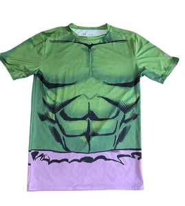 Camicia Under Armour compressione Heat Gear HULK Marvel verde viola uomo XL EUC - Foto 1 di 7