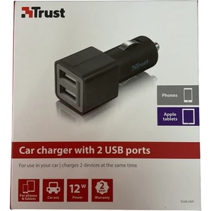 20 x Trust Car Charger 2 USB Ports 12W Power Universal Adapter Job Lot Bundle - Picture 1 of 9