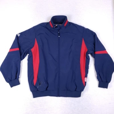 Majestic Therma Base Full Zip Jacket XL Navy Red Fleece Lined Athletic Warm Up - Image 1 of 4