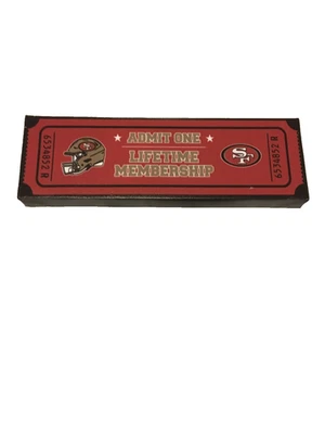 NFL SF 49ers *Admite uno* Boleto de membresía de por vida decoración de lona 11”x3,5” nuevo Foto 1 de 4