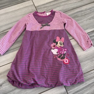 Vestido Disney Minnie Mouse Púrpura Rayas Manga Larga Dobladillo Burbuja 18-24 Meses - Imagen 1 de 7