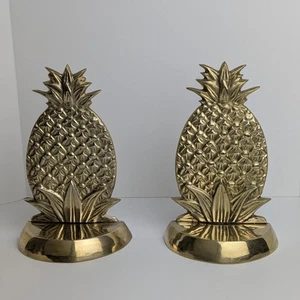 Brass Exchange Pineapple Bookends Handmade In India Solid Brass Approx 7" - Picture 1 of 8
