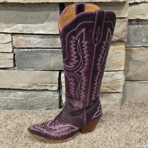 Ariat Women's Casanova Tall Western Boots - Snip toe Distressed Purple Size 7 B - Picture 1 of 13