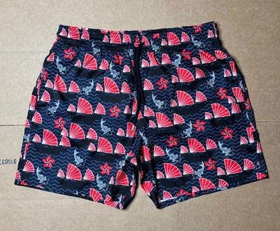 VILEBREQUIN Men’s 2XL Navy Black Red Fish Boat SAILS Swimwear Swim Trunks Shorts - Image 1 of 4