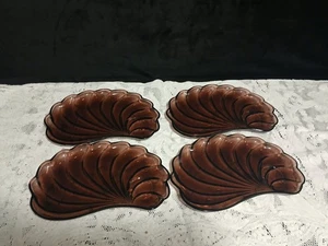 Hazel Atlas Moroccan Amethyst Seashell Swirl Glass Set of 4 Snack Plates 10in - Picture 1 of 6