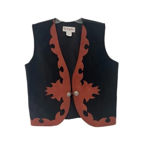 Vintage To Dy For Western Vest Women M Black Ultra Suede Lined Cowgirl Rodeo USA - Picture 1 of 10