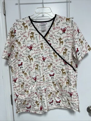 Rudolph the Red Nosed Reindeer Themed Scrubs Women’s, Size Large - Image 1 of 4