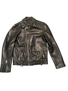 Barneys Orginal Mens Leather Jacker Moto Biker Black Sheep Skin Leather Size SML - Picture 1 of 24